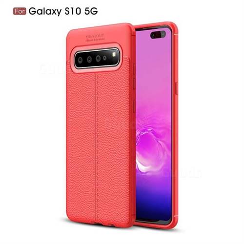 Luxury Auto Focus Litchi Texture Silicone TPU Back Cover for Samsung Galaxy S10 5G (6.7 inch) - Red