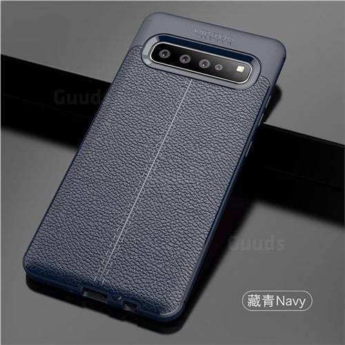 Luxury Auto Focus Litchi Texture Silicone TPU Back Cover for Samsung Galaxy S10 5G 6.7 inch Dark Blue