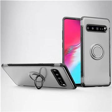 Armor Anti Drop Carbon PC + Silicon Invisible Ring Holder Phone Case for Samsung Galaxy S10 5G (6.7 inch) - Silver