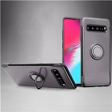 Armor Anti Drop Carbon PC + Silicon Invisible Ring Holder Phone Case for Samsung Galaxy S10 5G (6.7 inch) - Grey