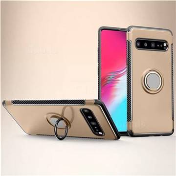 Armor Anti Drop Carbon PC + Silicon Invisible Ring Holder Phone Case for Samsung Galaxy S10 5G (6.7 inch) - Champagne