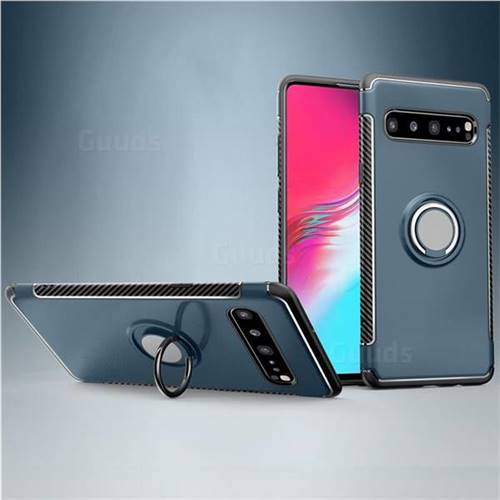 Armor Anti Drop Carbon PC + Silicon Invisible Ring Holder Phone Case for Samsung Galaxy S10 5G (6.7 inch) - Navy