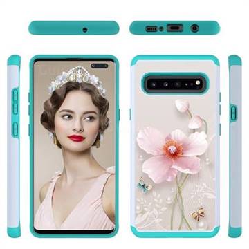 Pearl Flower Shock Absorbing Hybrid Defender Rugged Phone Case Cover for Samsung Galaxy S10 5G (6.7 inch)