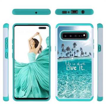 Sea and Tree Shock Absorbing Hybrid Defender Rugged Phone Case Cover for Samsung Galaxy S10 5G (6.7 inch)