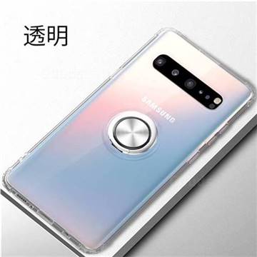 Anti-fall Invisible Press Bounce Ring Holder Phone Cover for Samsung Galaxy S10 5G (6.7 inch) - Transparent
