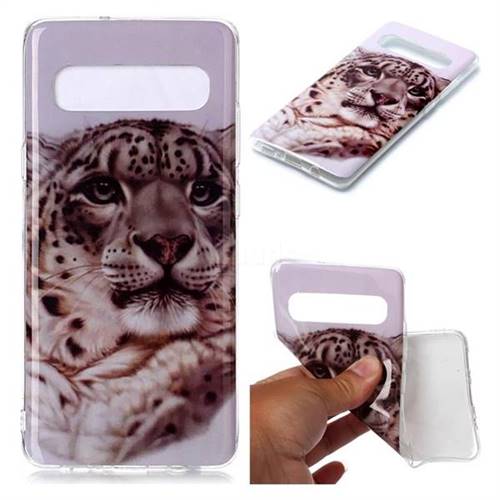White Leopard Soft TPU Cell Phone Back Cover for Samsung Galaxy S10 5G (6.7 inch)