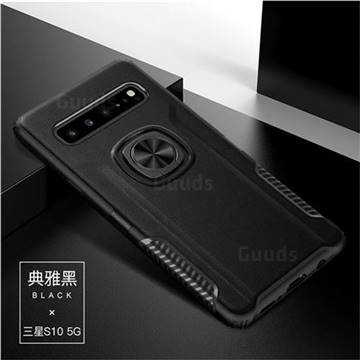 Knight Armor Anti Drop PC + Silicone Invisible Ring Holder Phone Cover for Samsung Galaxy S10 5G (6.7 inch) - Black