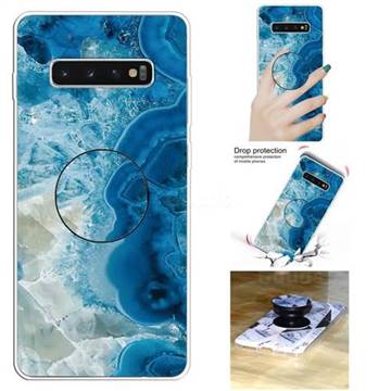 Sea Blue Marble Pop Stand Holder Varnish Phone Cover for Samsung Galaxy S10 5G (6.7 inch)