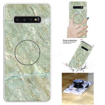 Light Green Marble Pop Stand Holder Varnish Phone Cover for Samsung Galaxy S10 5G (6.7 inch)
