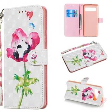 Flower Panda 3D Painted Leather Wallet Phone Case for Samsung Galaxy S10 5G (6.7 inch)