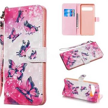 Pink Butterfly 3D Painted Leather Wallet Phone Case for Samsung Galaxy S10 5G (6.7 inch)