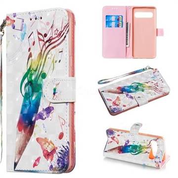 Music Pen 3D Painted Leather Wallet Phone Case for Samsung Galaxy S10 5G (6.7 inch)