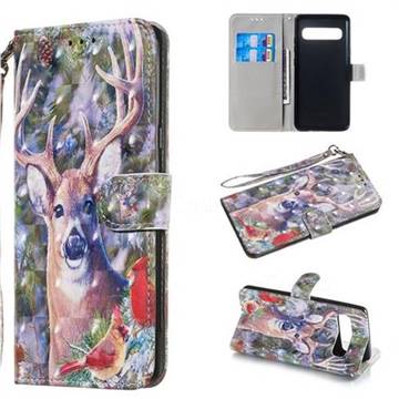 Elk Deer 3D Painted Leather Wallet Phone Case for Samsung Galaxy S10 5G (6.7 inch)