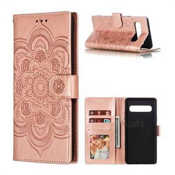 Intricate Embossing Datura Solar Leather Wallet Case for Samsung Galaxy S10 5G (6.7 inch) - Rose Gold