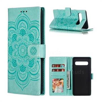 Intricate Embossing Datura Solar Leather Wallet Case for Samsung Galaxy S10 5G (6.7 inch) - Green