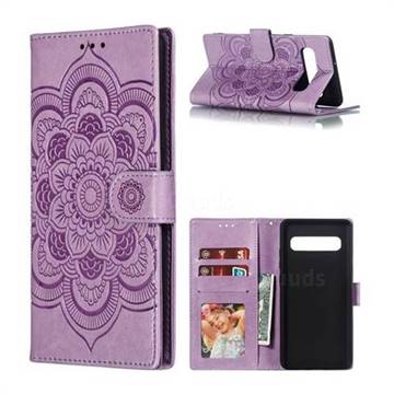 Intricate Embossing Datura Solar Leather Wallet Case for Samsung Galaxy S10 5G (6.7 inch) - Purple