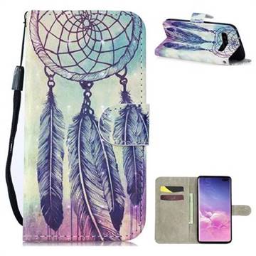 Feather Wind Chimes 3D Painted Leather Wallet Phone Case for Samsung Galaxy S10 5G (6.7 inch)