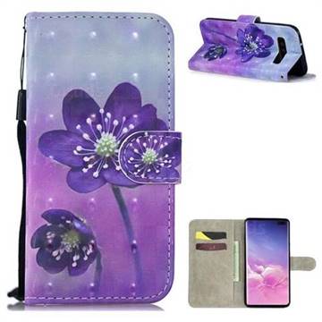 Purple Flower 3D Painted Leather Wallet Phone Case for Samsung Galaxy S10 5G (6.7 inch)