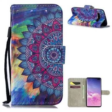 Oil Painting Mandala 3D Painted Leather Wallet Phone Case for Samsung Galaxy S10 5G (6.7 inch)