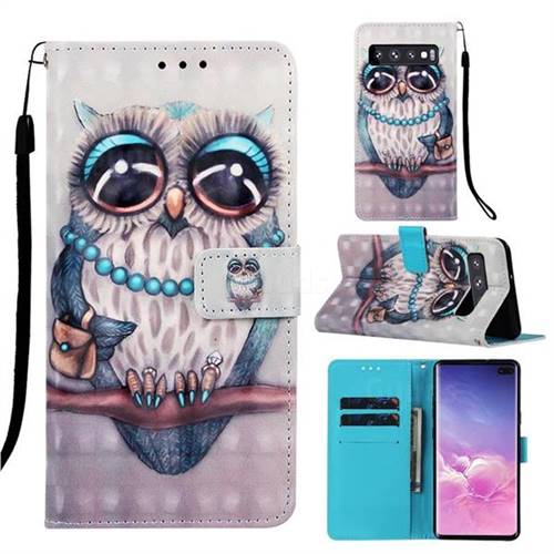 Sweet Gray Owl 3D Painted Leather Wallet Case for Samsung Galaxy S10 5G (6.7 inch)