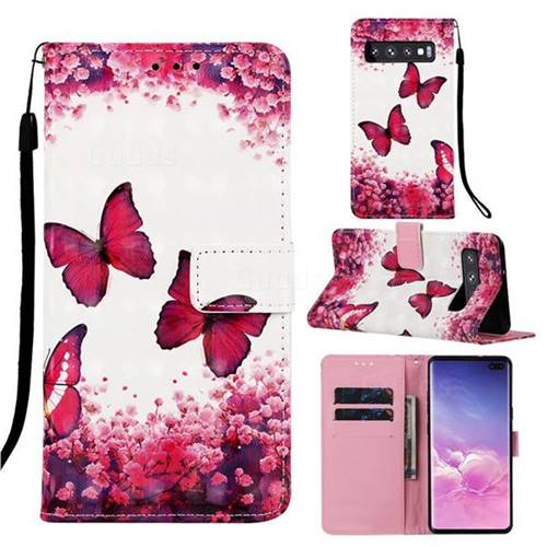 Rose Butterfly 3D Painted Leather Wallet Case for Samsung Galaxy S10 5G (6.7 inch)