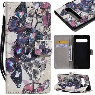 Black Butterfly 3D Painted Leather Wallet Case for Samsung Galaxy S10 5G (6.7 inch)