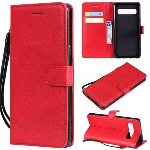 Retro Greek Classic Smooth PU Leather Wallet Phone Case for Samsung Galaxy S10 5G (6.7 inch) - Red