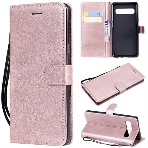 Retro Greek Classic Smooth PU Leather Wallet Phone Case for Samsung Galaxy S10 5G (6.7 inch) - Rose Gold