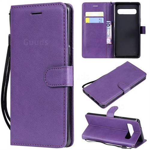 Retro Greek Classic Smooth PU Leather Wallet Phone Case for Samsung Galaxy S10 5G (6.7 inch) - Purple