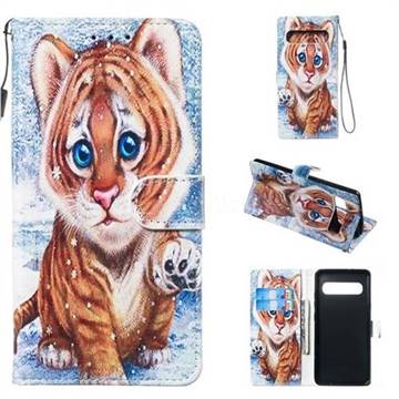 Baby Tiger Smooth Leather Phone Wallet Case for Samsung Galaxy S10 5G (6.7 inch)