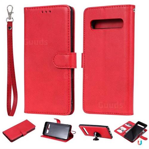 Retro Greek Detachable Magnetic PU Leather Wallet Phone Case for Samsung Galaxy S10 5G (6.7 inch) - Red