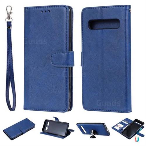 Retro Greek Detachable Magnetic PU Leather Wallet Phone Case for Samsung Galaxy S10 5G (6.7 inch) - Blue