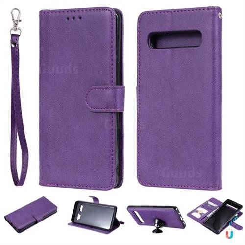 Retro Greek Detachable Magnetic PU Leather Wallet Phone Case for Samsung Galaxy S10 5G (6.7 inch) - Purple