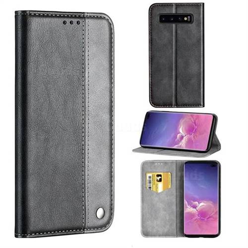 Classic Business Ultra Slim Magnetic Sucking Stitching Flip Cover for Samsung Galaxy S10 5G (6.7 inch) - Silver Gray