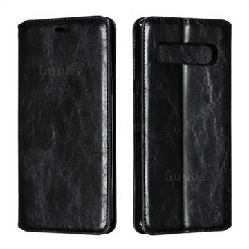 Retro Slim Magnetic Crazy Horse PU Leather Wallet Case for Samsung Galaxy S10 5G (6.7 inch) - Black