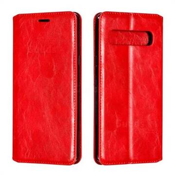 Retro Slim Magnetic Crazy Horse PU Leather Wallet Case for Samsung Galaxy S10 5G (6.7 inch) - Red