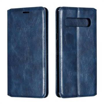 Retro Slim Magnetic Crazy Horse PU Leather Wallet Case for Samsung Galaxy S10 5G (6.7 inch) - Blue