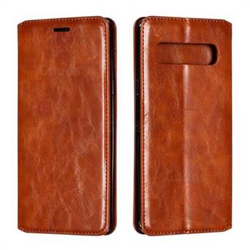 Retro Slim Magnetic Crazy Horse PU Leather Wallet Case for Samsung Galaxy S10 5G (6.7 inch) - Brown