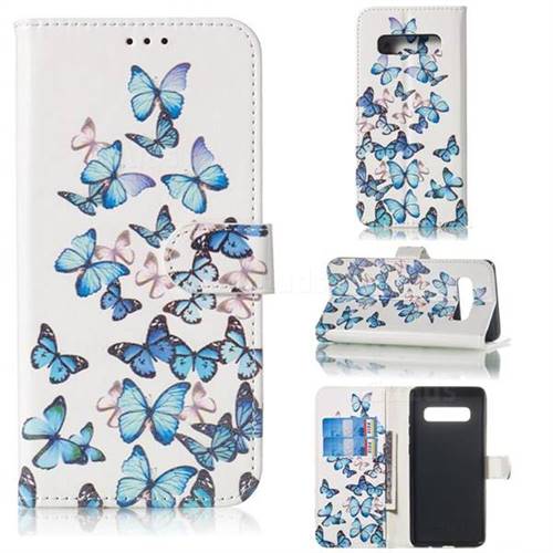 Blue Vivid Butterflies PU Leather Wallet Case for Samsung Galaxy S10 5G (6.7 inch)