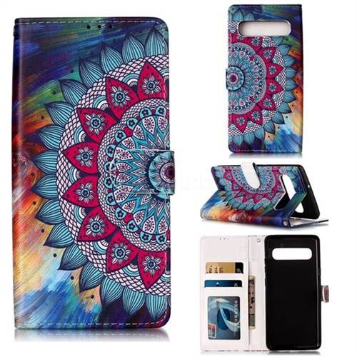 Mandala Flower 3D Relief Oil PU Leather Wallet Case for Samsung Galaxy S10 5G (6.7 inch)