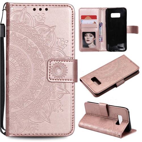 Intricate Embossing Datura Leather Wallet Case for Samsung Galaxy S10 5G (6.7 inch) - Rose Gold