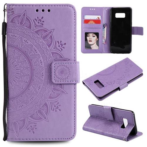 Intricate Embossing Datura Leather Wallet Case for Samsung Galaxy S10 5G (6.7 inch) - Purple