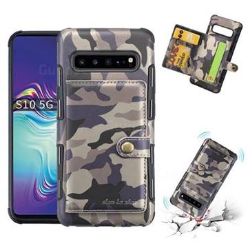 Camouflage Multi-function Leather Phone Case for Samsung Galaxy S10 5G (6.7 inch) - Gray