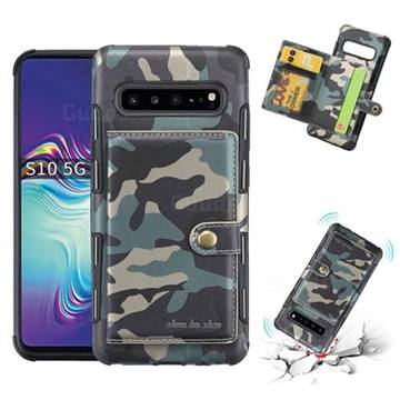 Camouflage Multi-function Leather Phone Case for Samsung Galaxy S10 5G (6.7 inch) - Army Green