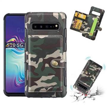Camouflage Multi-function Leather Phone Case for Samsung Galaxy S10 5G (6.7 inch) - Purple