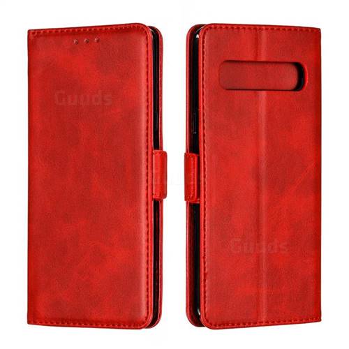 Retro Classic Calf Pattern Leather Wallet Phone Case for Samsung Galaxy S10 5G (6.7 inch) - Red