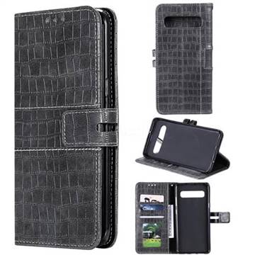 Luxury Crocodile Magnetic Leather Wallet Phone Case for Samsung Galaxy S10 5G (6.7 inch) - Gray