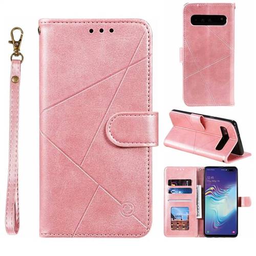 Embossing Geometric Leather Wallet Case for Samsung Galaxy S10 5G (6.7 inch) - Rose Gold