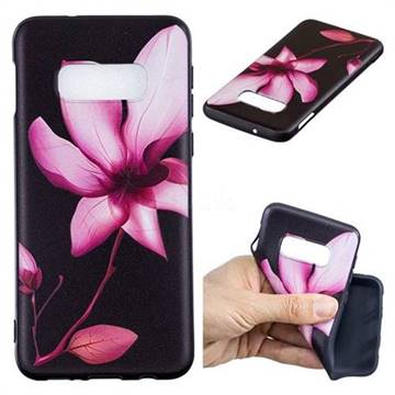 Lotus Flower 3D Embossed Relief Black Soft Back Cover for Samsung Galaxy S10e(5.8 inch)