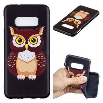 Big Owl 3D Embossed Relief Black Soft Back Cover for Samsung Galaxy S10e(5.8 inch)